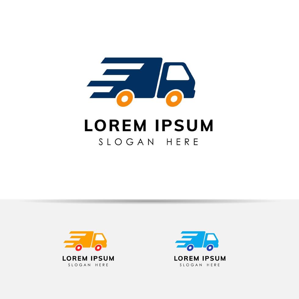 progettazione del logo dei servizi di consegna merci. elemento di design dell'icona di vettore del camion veloce