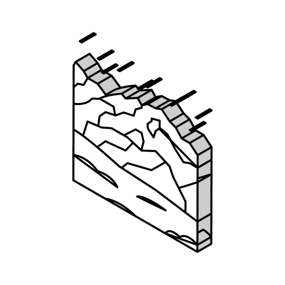 montagna inverno isometrico icona vettore illustrazione