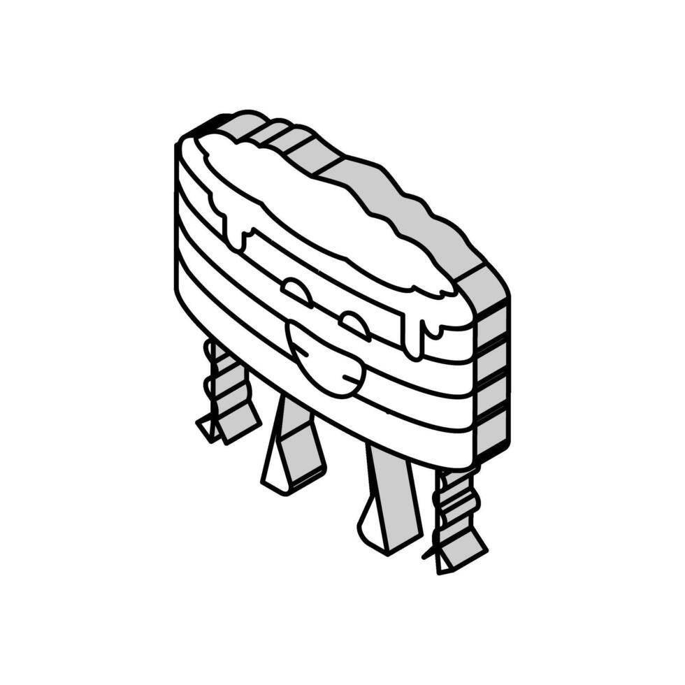 torta dolce personaggio isometrico icona vettore illustrazione