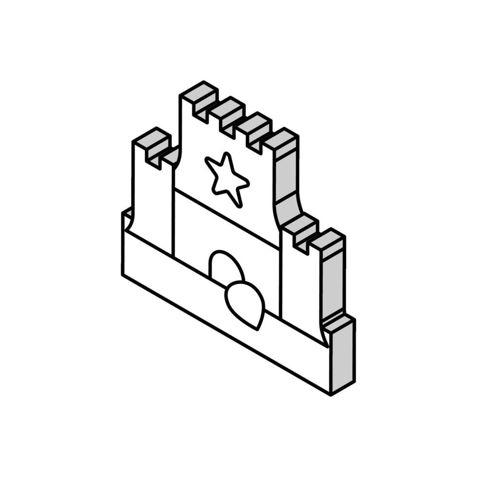sabbia castello estate isometrico icona vettore illustrazione
