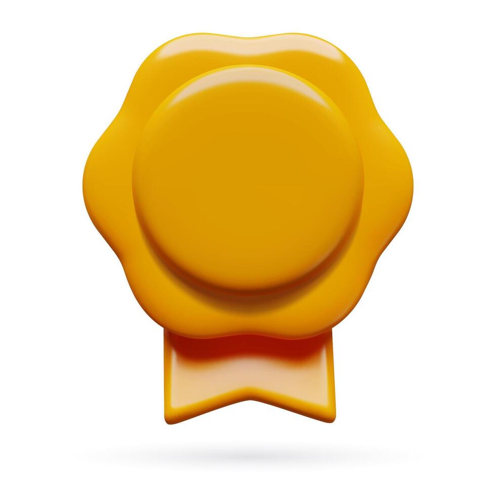 3d giallo premio rosone con nastro icona vuoto oro medaglia tre dimensionale minimo vettore oggetto