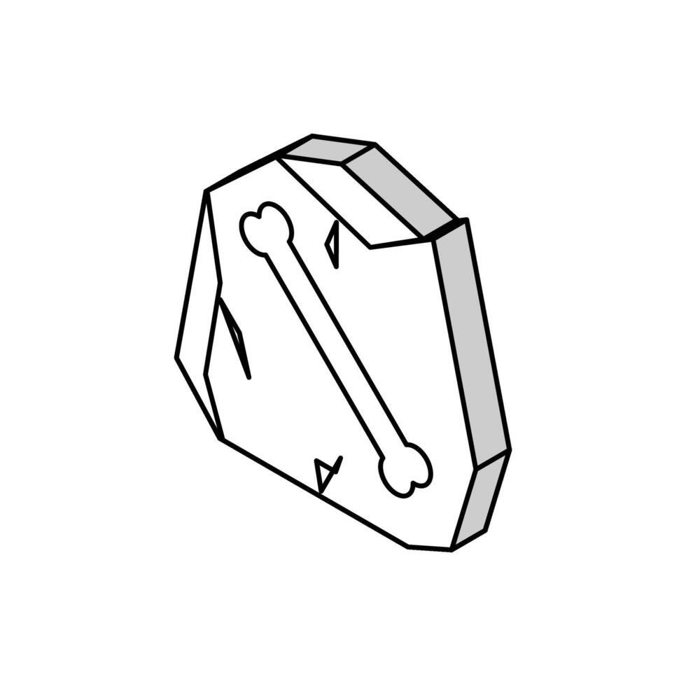 osso nel pietra isometrico icona vettore illustrazione