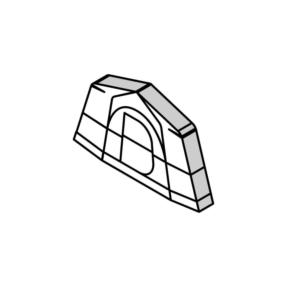 montagna tenda vacanza isometrico icona vettore illustrazione