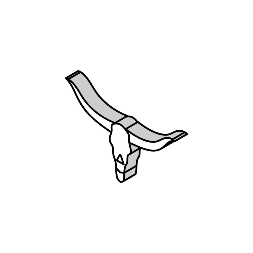 Longhorn cranio corno animale isometrico icona vettore illustrazione