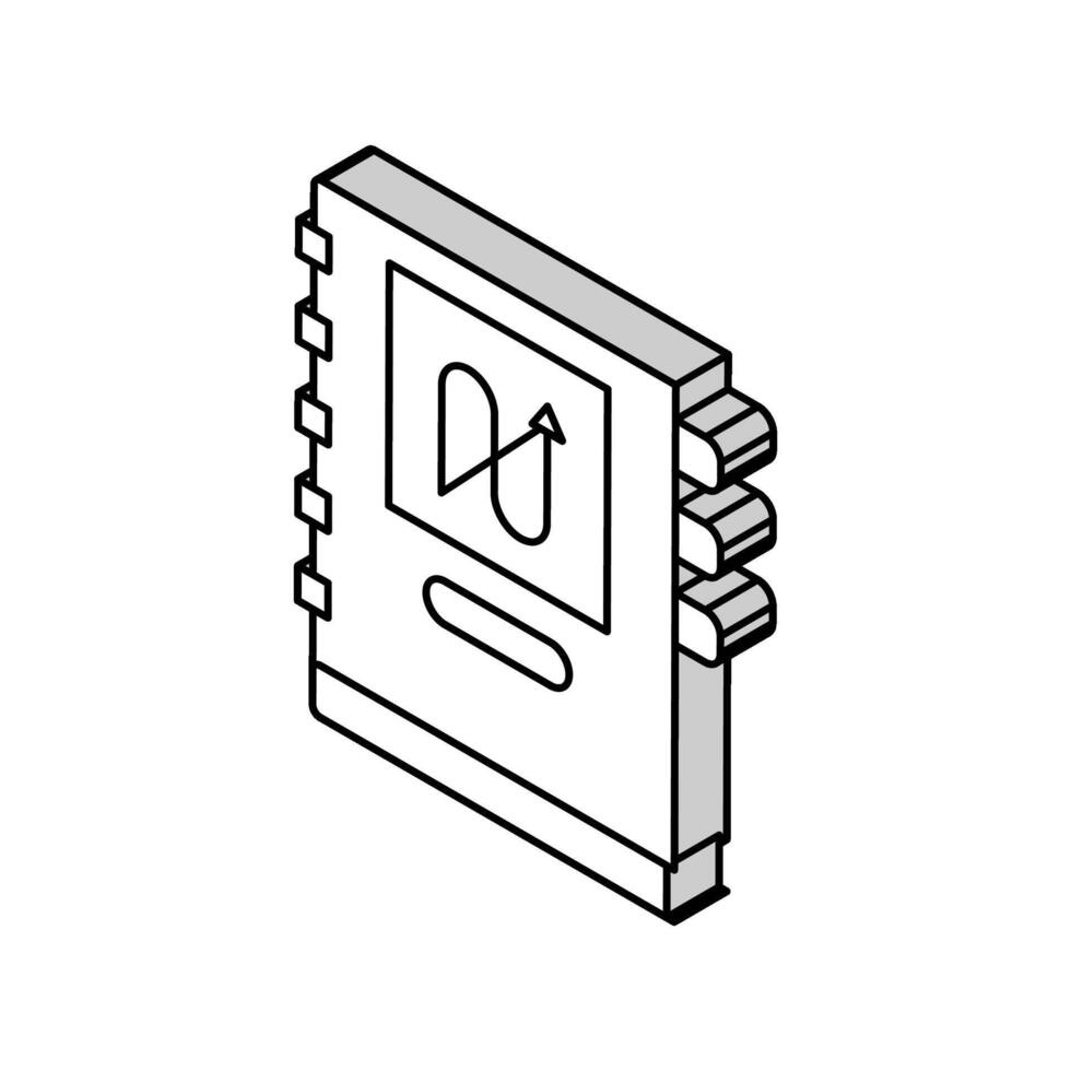 taccuino con opera pianificazione isometrico icona vettore illustrazione