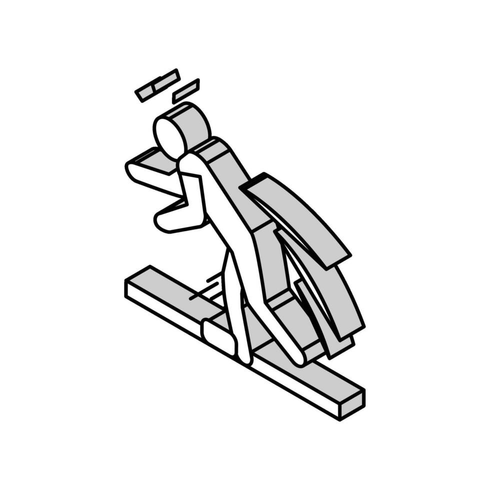 inciampato autunno uomo incidente isometrico icona vettore illustrazione