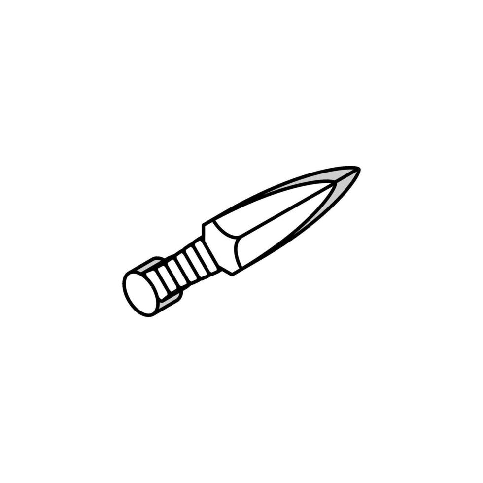 kunai arma militare isometrico icona vettore illustrazione