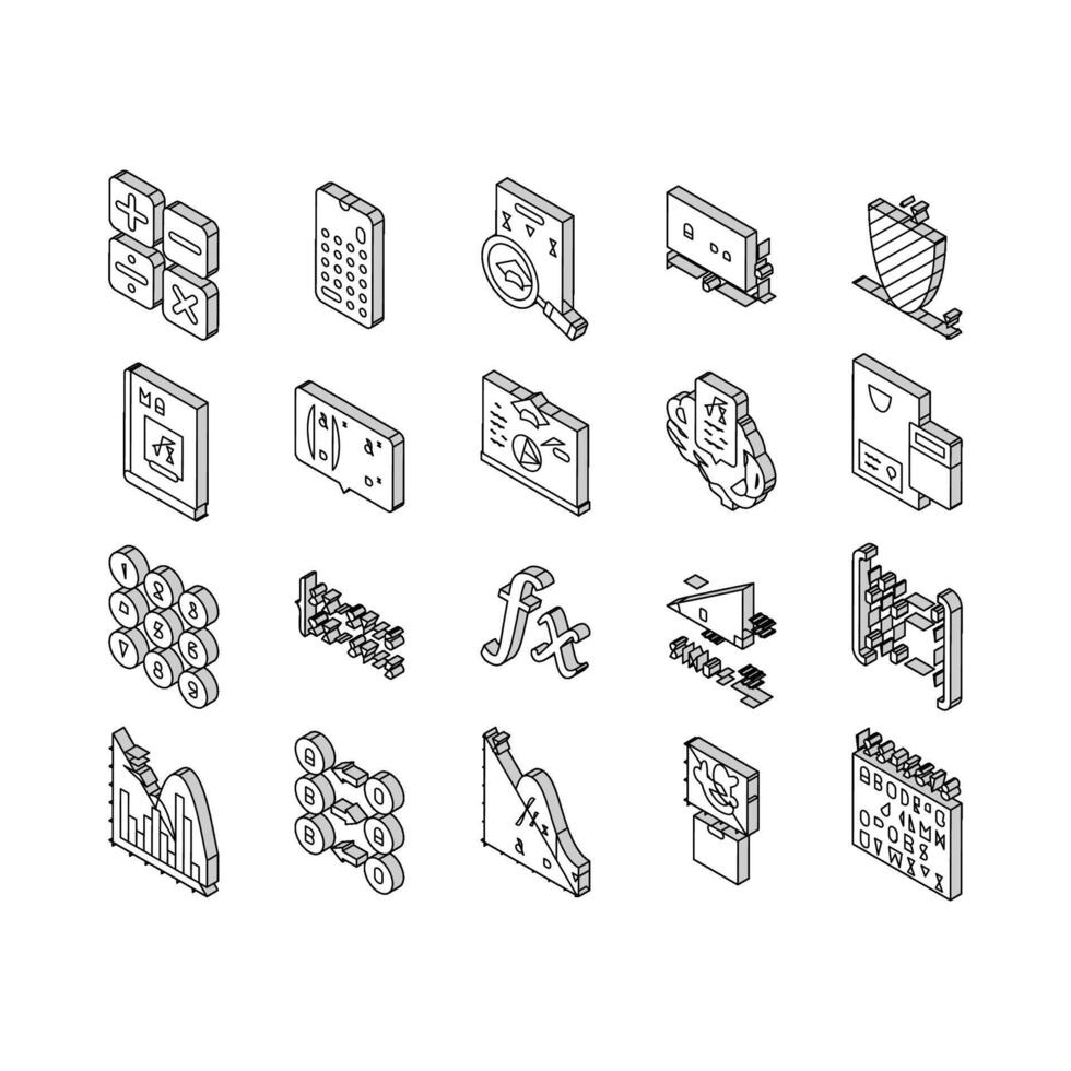 matematica formazione scolastica scuola scienza isometrico icone impostato vettore