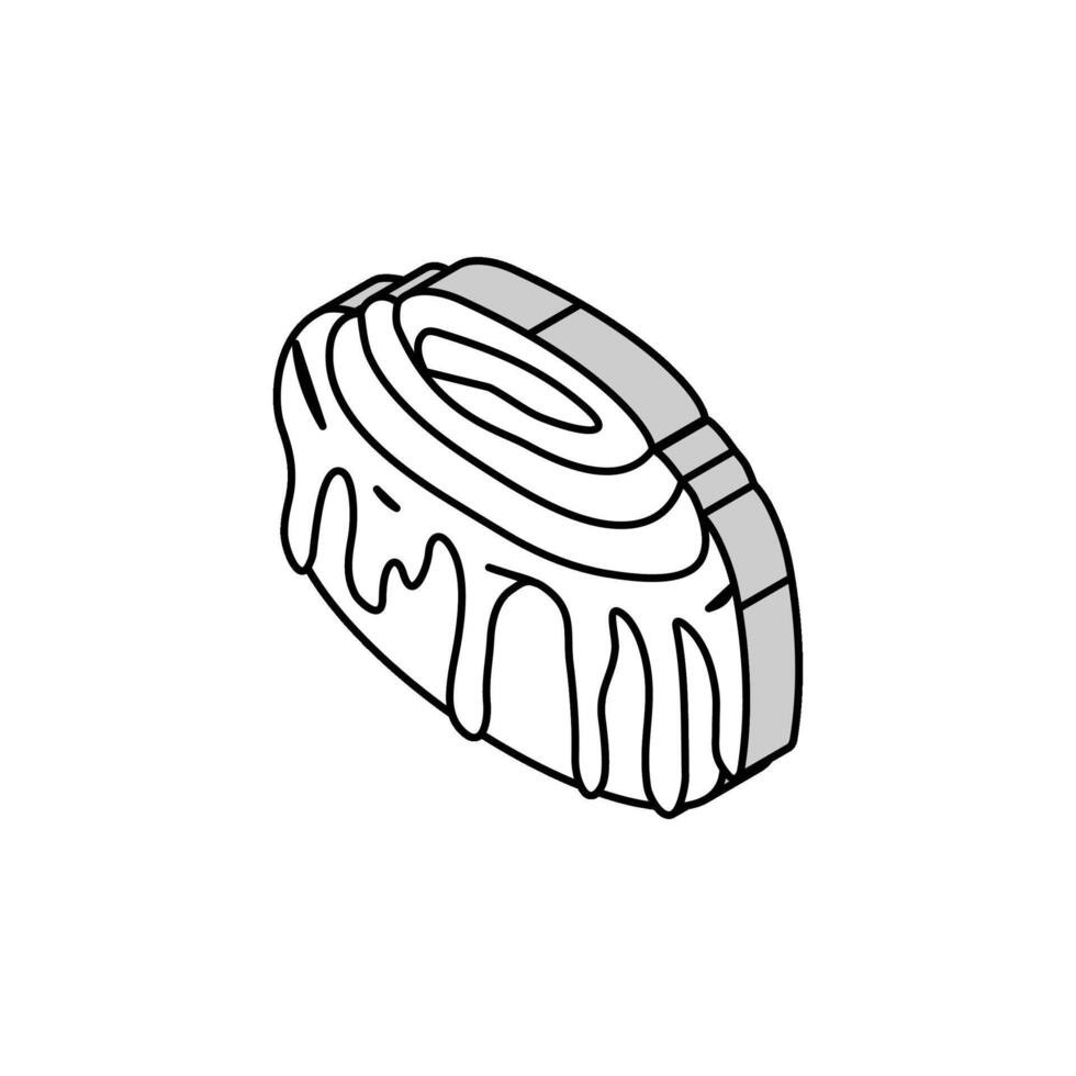 cannella rotolo dolce cibo isometrico icona vettore illustrazione