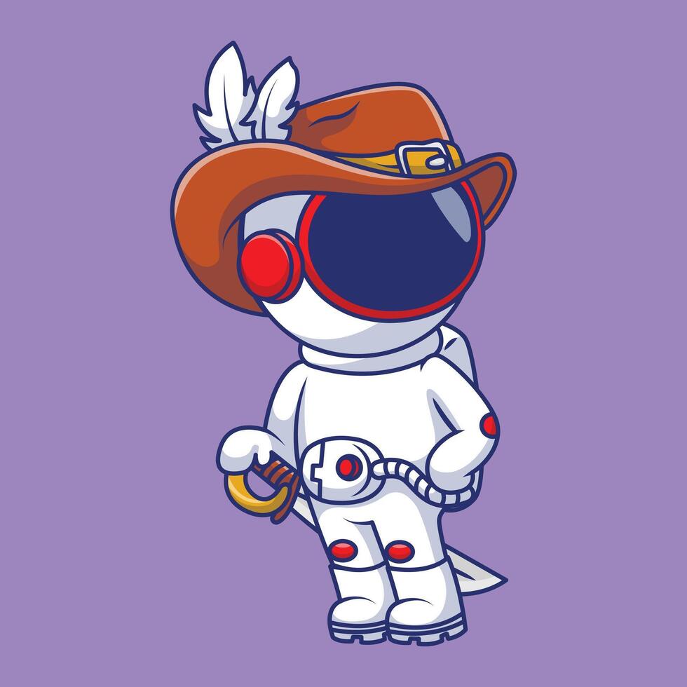 carino astronauta pirati cartone animato vettore icone illustrazione. piatto cartone animato concetto. adatto per qualunque creativo progetto.