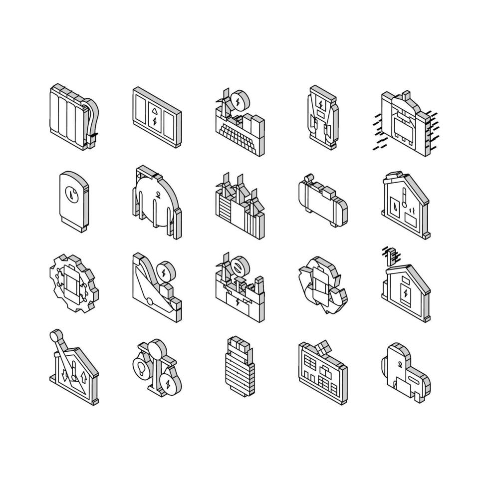 energia Conservazione energia sistema isometrico icone impostato vettore