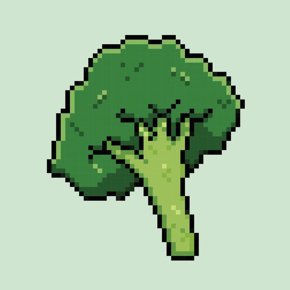 broccoli verde verdura. pixel po retrò gioco styled vettore illustrazione disegno. semplice piatto cartone animato disegno isolato su piazza sfondo.