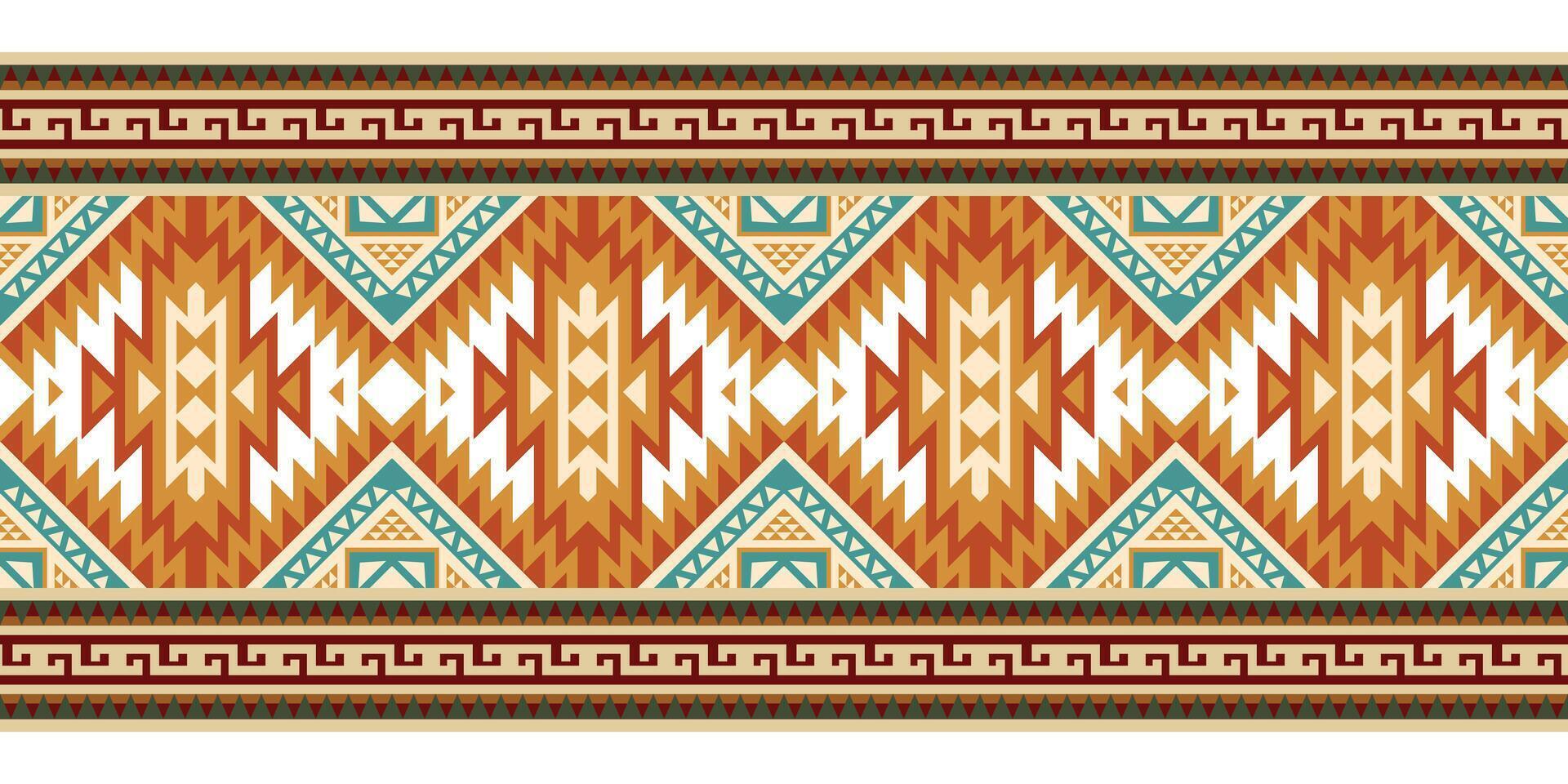 azteco tribale geometrico etnico senza soluzione di continuità modello. etnico orientale banda confine ornamento vettore. Vintage ▾ nativo americano africano messicano. tradizionale ornamento. design tessile, tessuto, tappeto, avvolgere. vettore