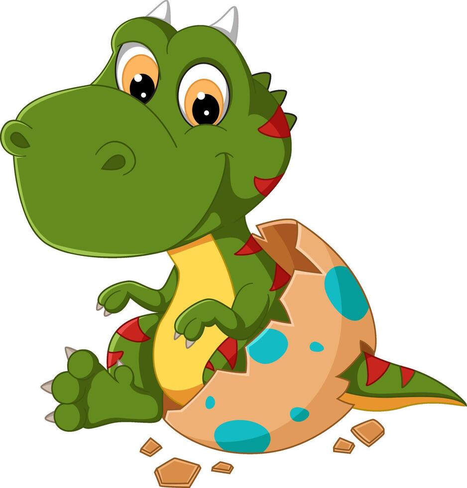 cartone animato bambino Allosaurus tratteggio a partire dal uovo vettore