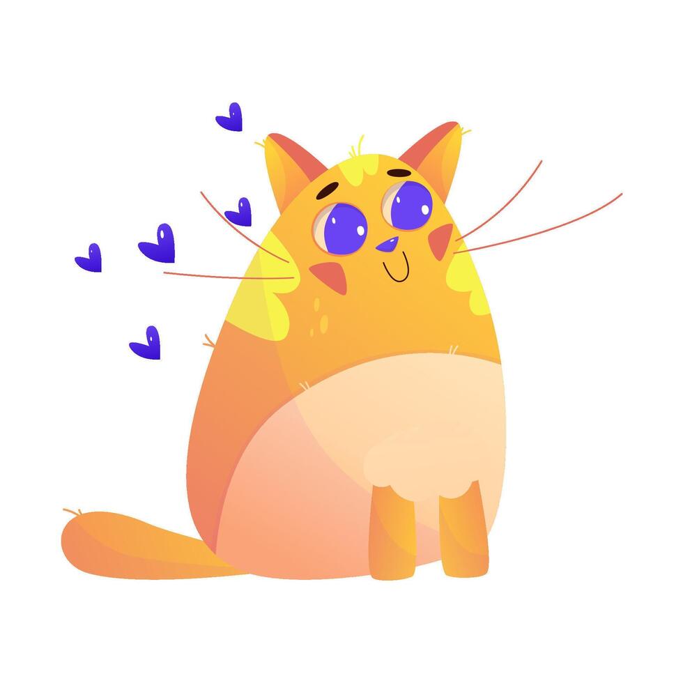 carino kawaii gatto personaggio contento animale. arancia carino gatto animale domestico. cartone animato vettore illustrazione. contento gattino Miao kawaii personaggio