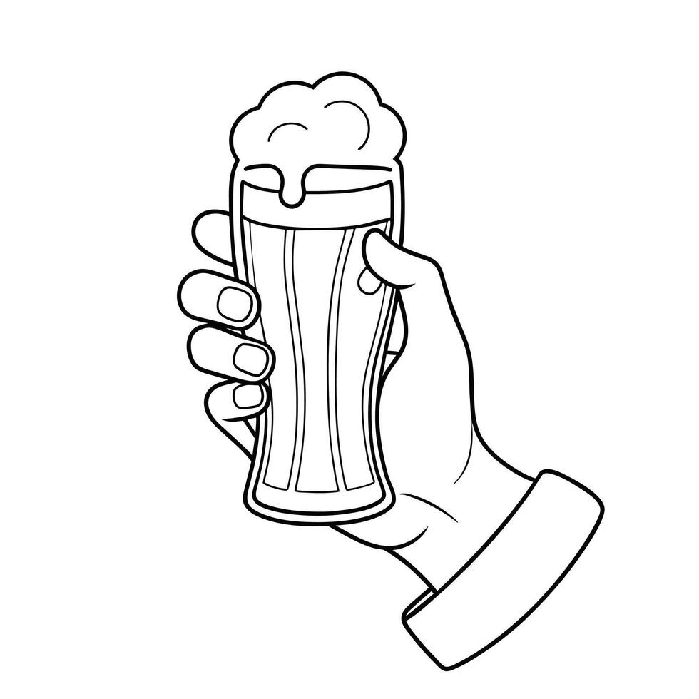 mano Tenere birra bicchiere continuo linea arte vettore illustrazione