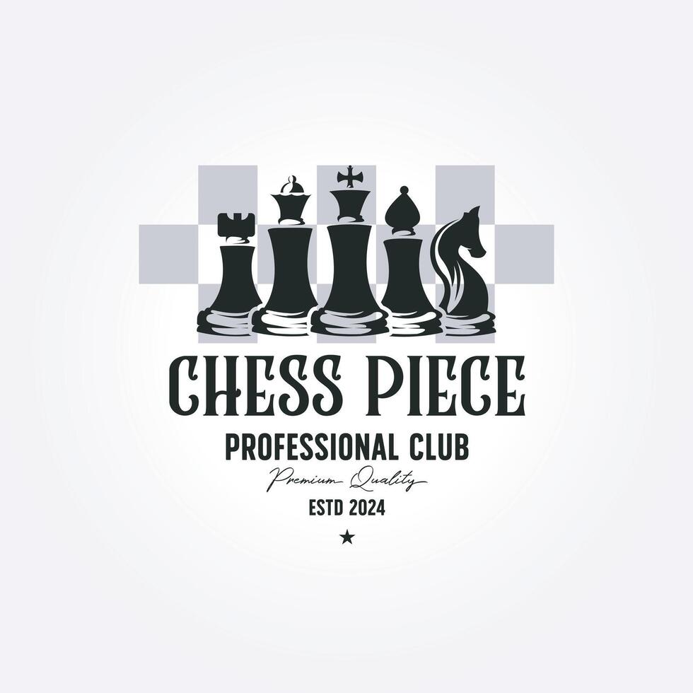 creativo scacchi pezzo logo modello design. Vintage ▾ vettore illustrazione castello vescovo cavaliere re Regina