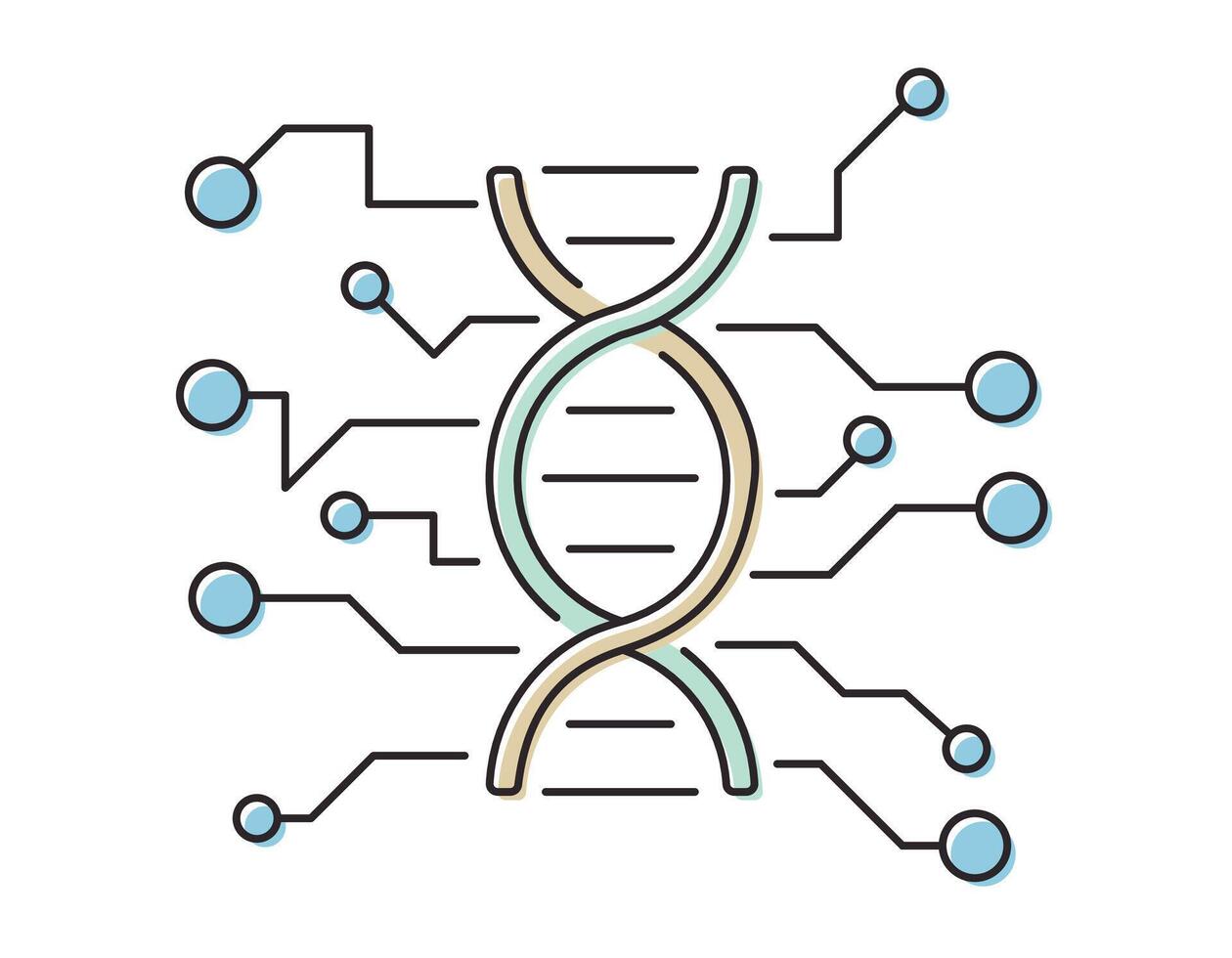 vettore isolato linea dna icona. simbolo di molecola struttura, cromosoma.