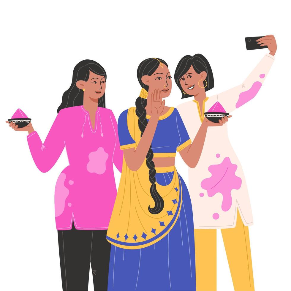 contento holi, indiano vacanza Festival di colori vettore