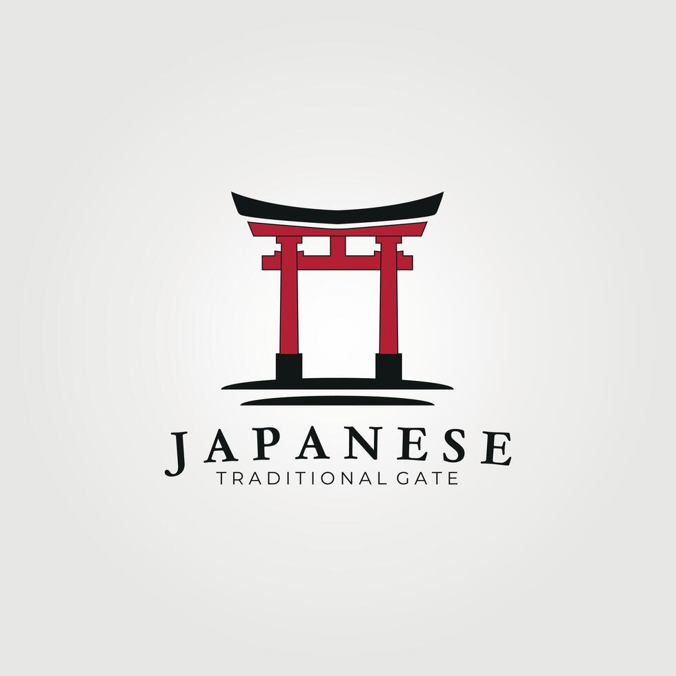 torii cancello logo disegno, giapponese tradizionale cancello Vintage ▾ logo, semplice design vettore