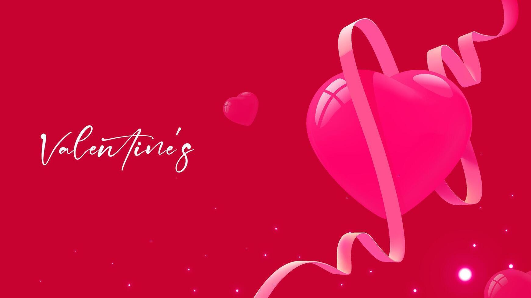 San Valentino giorno vettore illustrazione design rosso sfondo amore con filanti