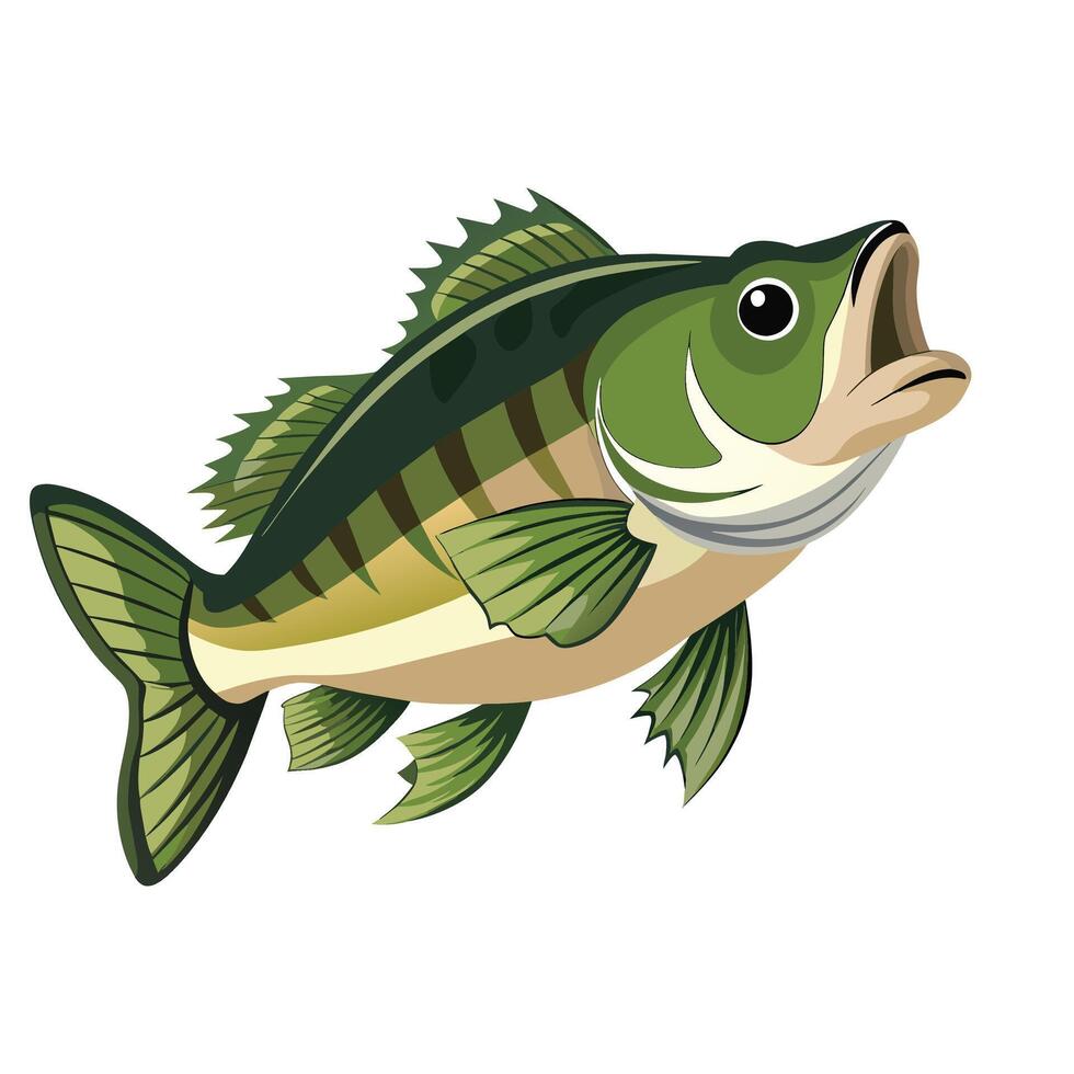 largemouth basso pesce piatto vettore illustrazione.