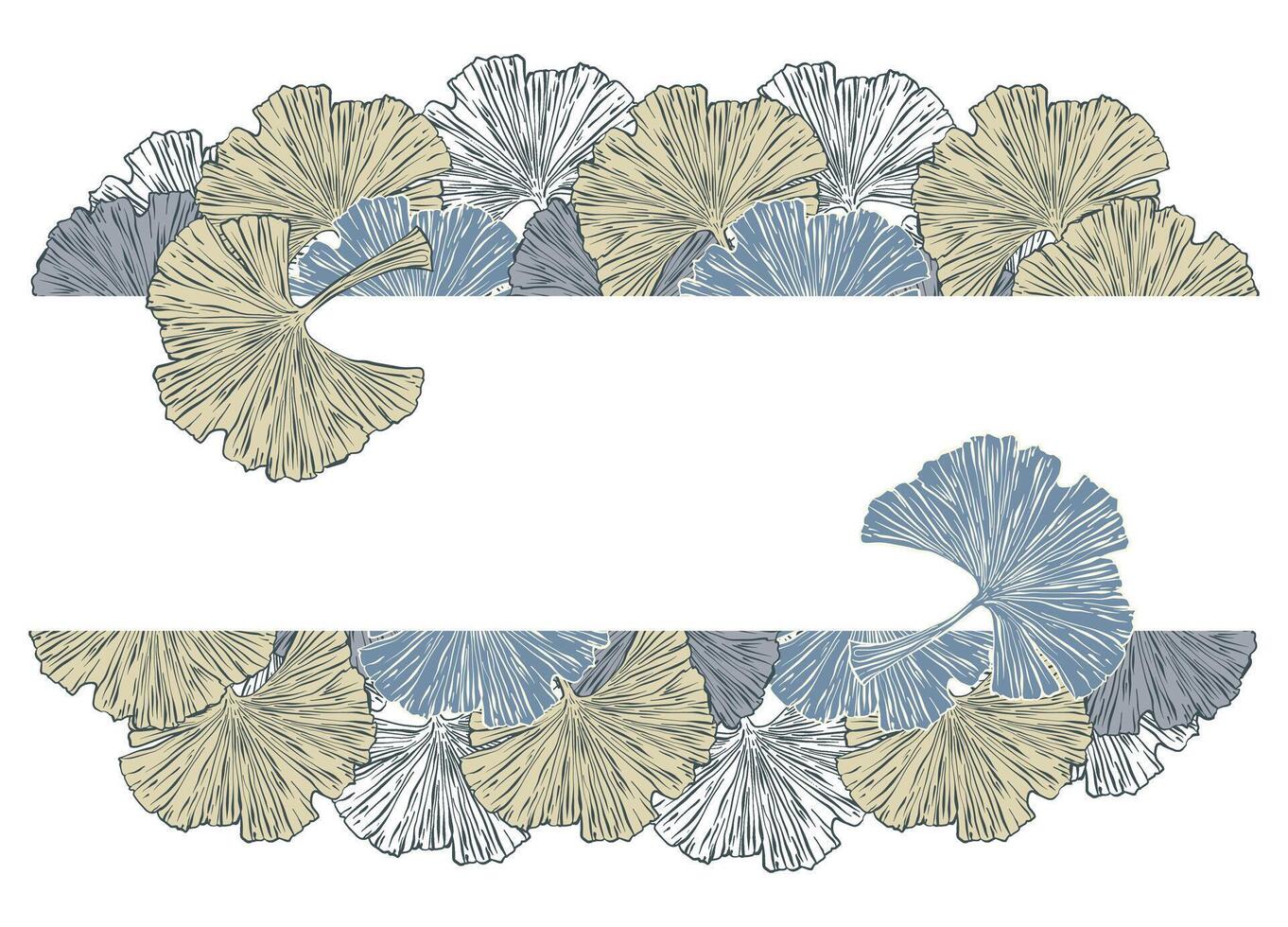 un' decorativo confine di ginkgo le foglie è evidenziato su un' bianca sfondo. un' modello di le foglie. vettore illustrazione. per natura, eco e design. disegnato a mano impianti, un' telaio per un' cartolina.