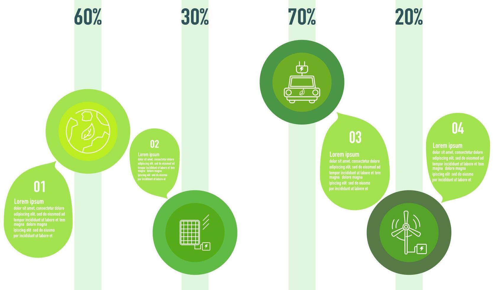 Infografica rinnovabile energia modello per energia consumo sostenibile informazione presentazione. vettore elementi passo eco verde flusso di lavoro diagrammi. rapporto Piano 4 temi