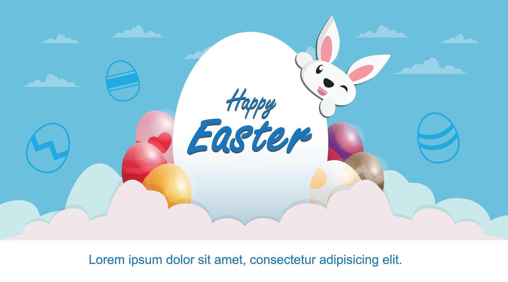 contento Pasqua saluti con nuvoloso Pasqua uovo vettore