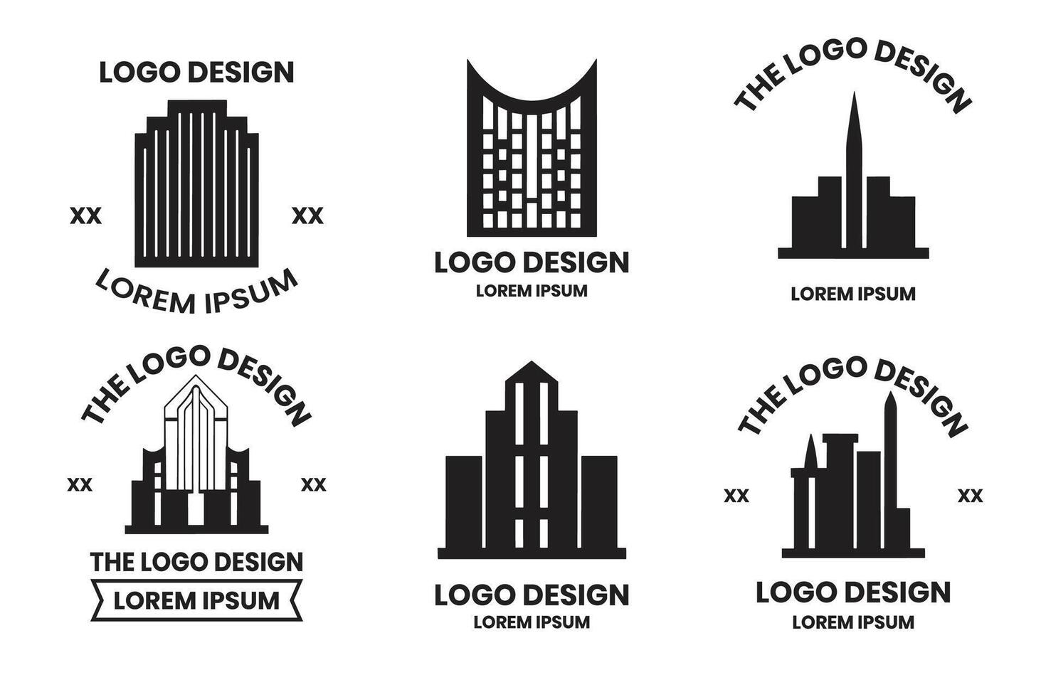 case e grattacieli logo o distintivo nel Vintage ▾ stile vettore