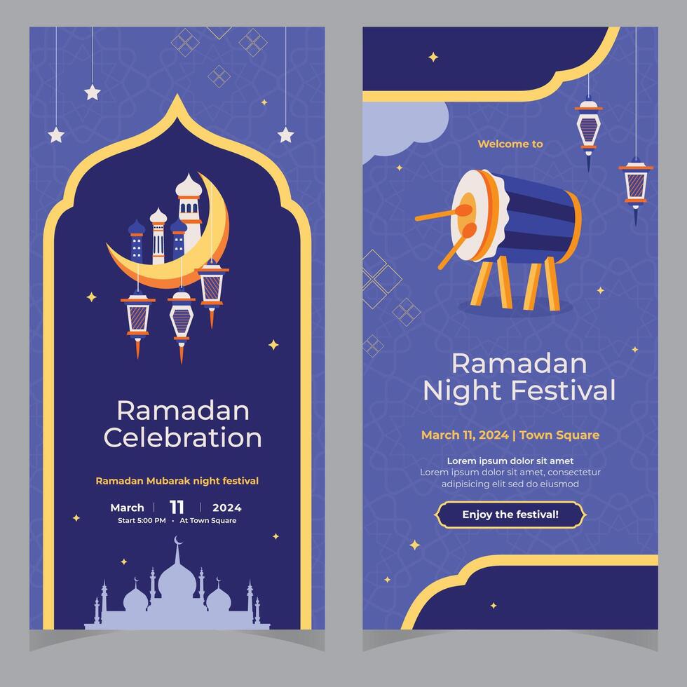 piatto Ramadan islamico verticale banner impostato vettore