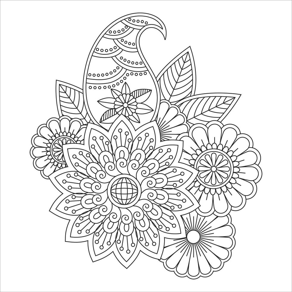 mehndi fiore modello per alcanna disegno e tatuaggio decorazione vettore