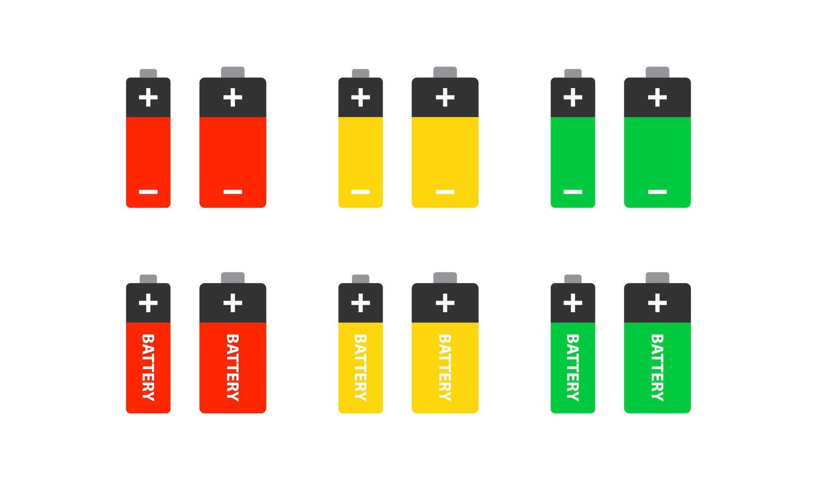 realistico batteria icona. dimensione aaa, aa, c, d, pp3. energia potenza. cilindro accumulatore. caricare attrezzo. vettore illustrazione.