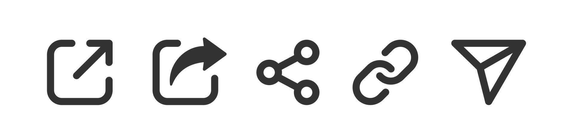 Condividere icona. collegamento pulsanti. freccia Spedire cartello. computer catena. sociale media interfaccia. vettore