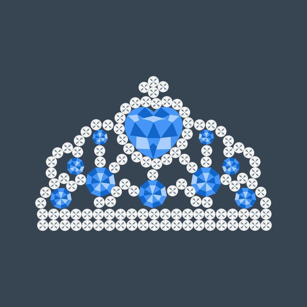 corona principessa con gemme blu. illustrazione vettoriale