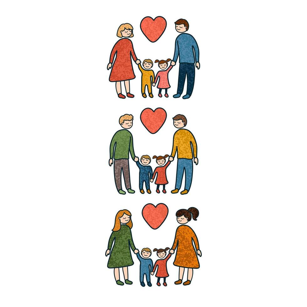 vettore colorato illustrazione impostato di diverso famiglia isolato su bianca sfondo