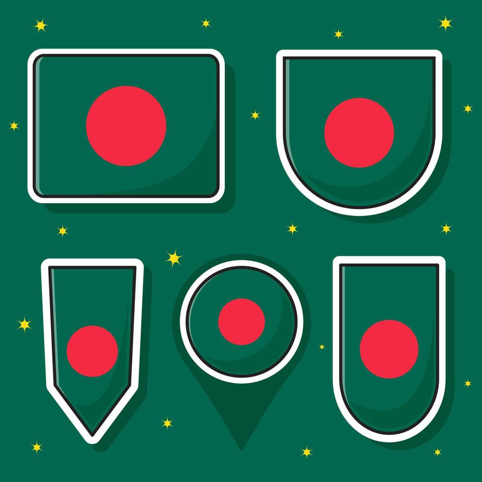 bangladesh nazionale bandiera cartone animato vettore illustrazione fascio confezioni