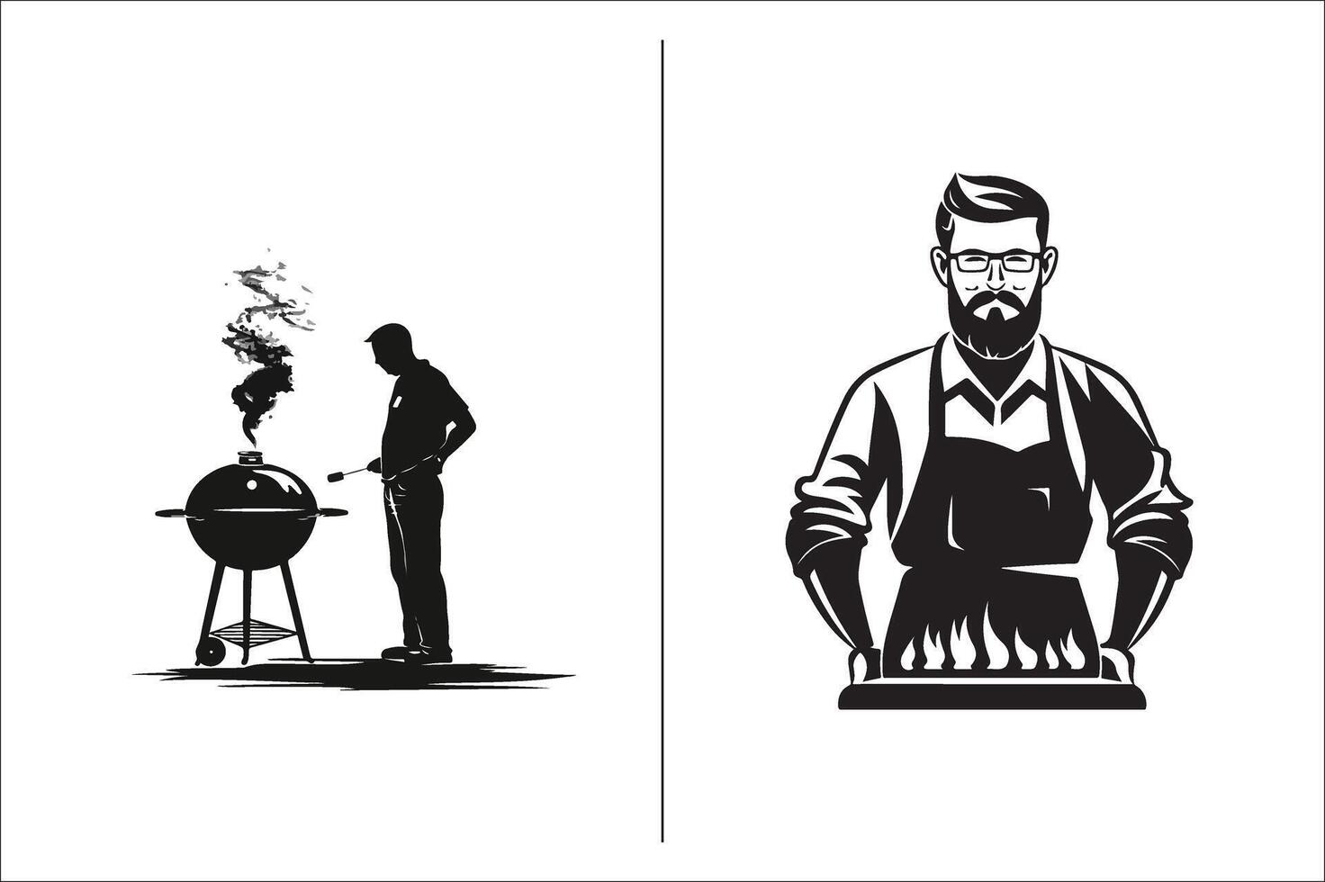 bbq e griglia relazionato silhouette vettore