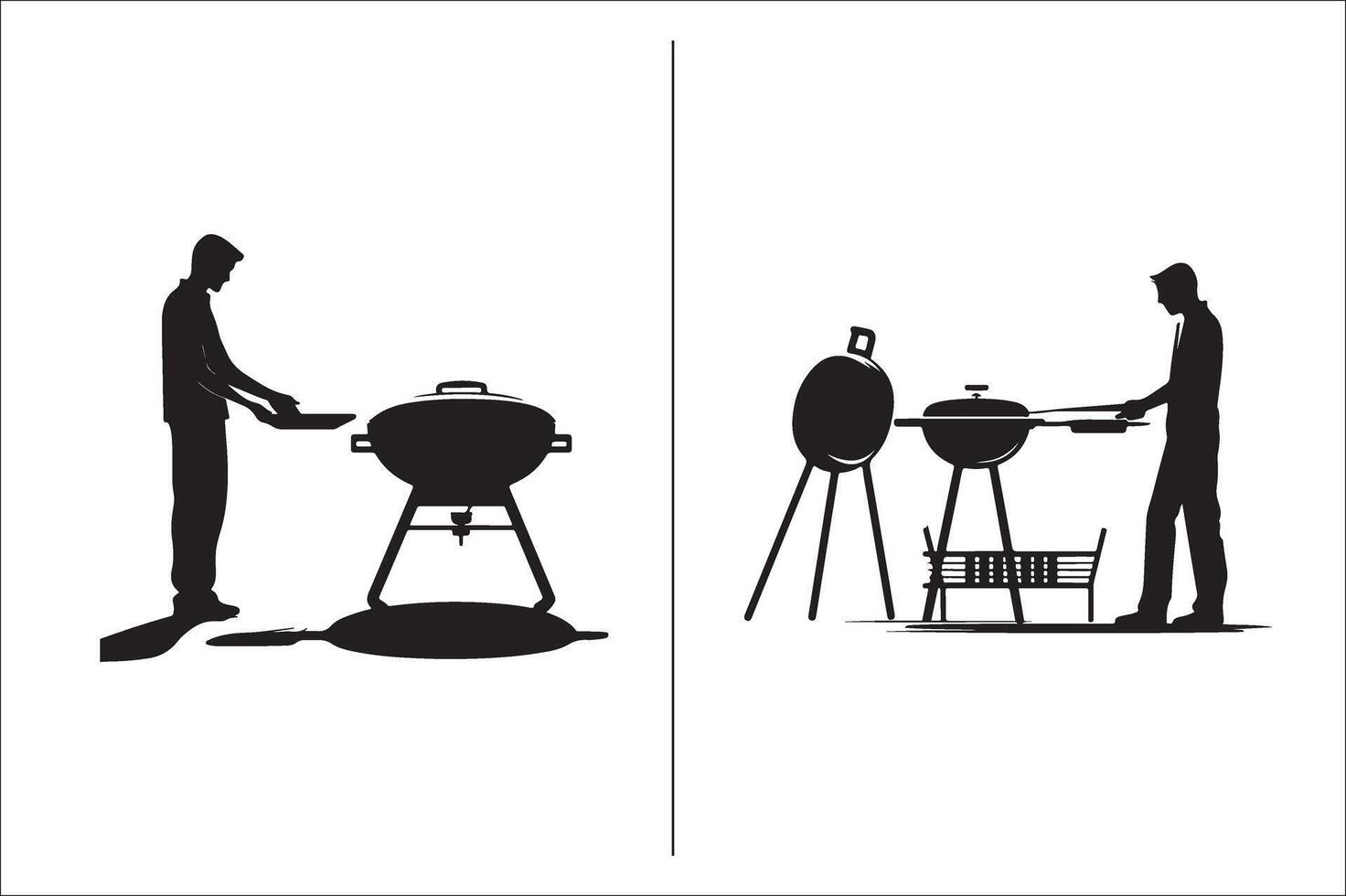 bbq e griglia relazionato silhouette vettore