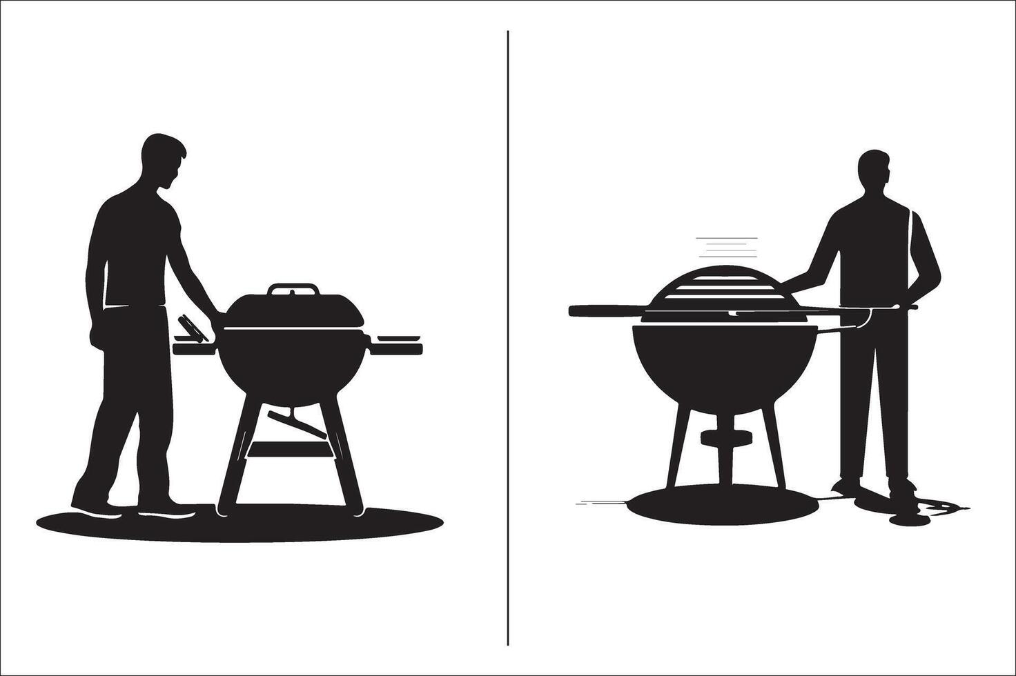 bbq e griglia relazionato silhouette vettore