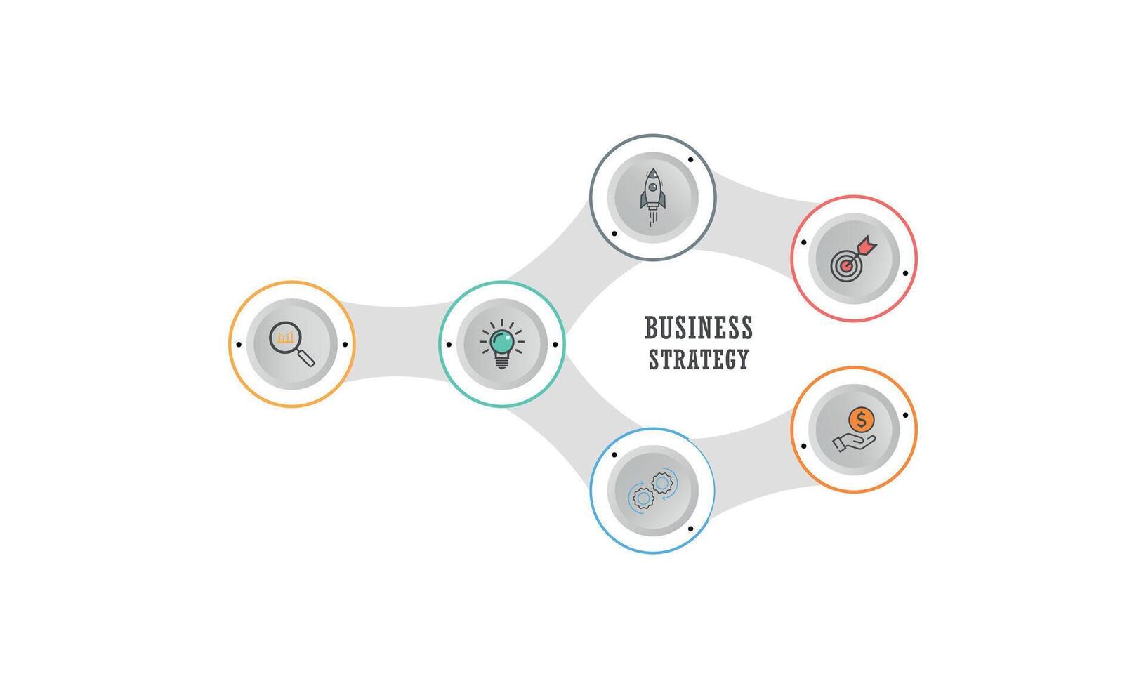 attività commerciale infografica. sequenza temporale con 6 passi, cerchi, anelli. Infografica elemento. vettore