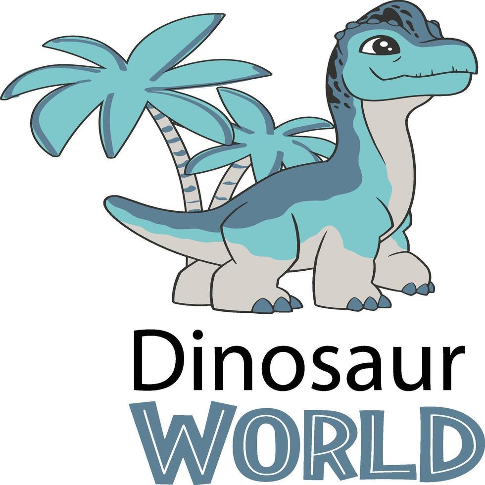 dinosauro mondo logo con un' cartone animato dinosauro vettore