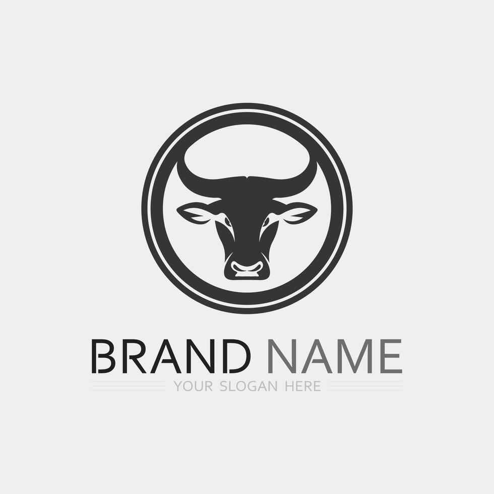 Toro corno mucca e bufalo logo e simbolo modello icone App vettore