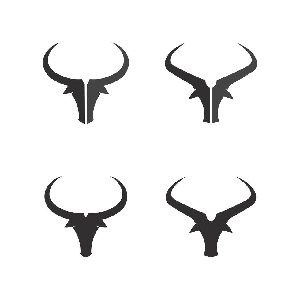 Toro e mucca logo design icona vettore corno animali