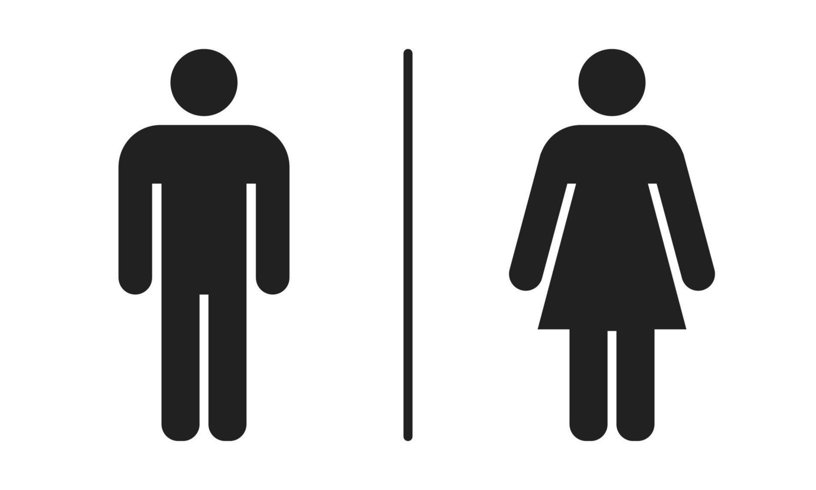 uomini e donne toilette segno icona. simbolo del genere per il vettore del bagno. silhouette maschile e femminile illustrazione