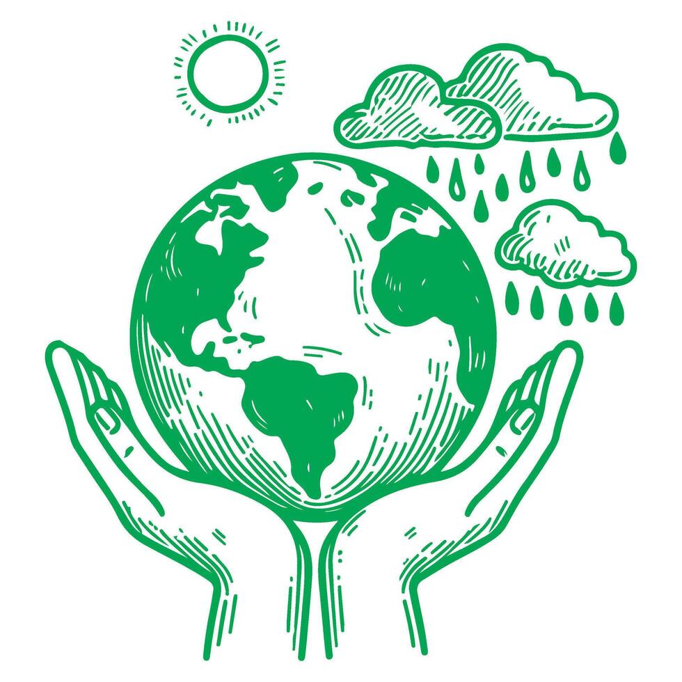 eco terra pianeta icona scarabocchio nero cerchio di globo mondo ambiente giorno mano disegnare schema logo concetto vettore illustrazione