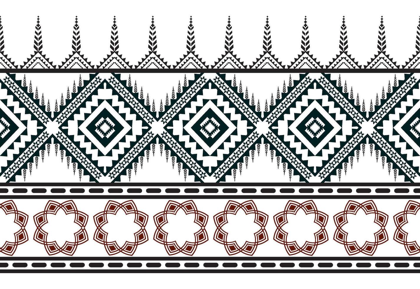 tribale tradizionale tessuto batik etnico. ikat senza soluzione di continuità modello le foglie geometrico ripetendo design per sfondo, avvolgere, moda, tappeto, vestiario. nero e bianca vettore