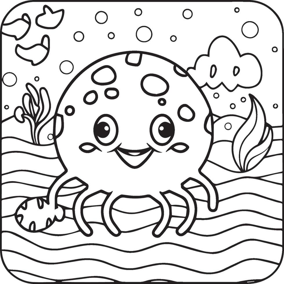 oceano animali colorazione pagine. mare vita colorazione pagine. oceano animale schema immagini. oceano animali vettore schema colorazione pagine