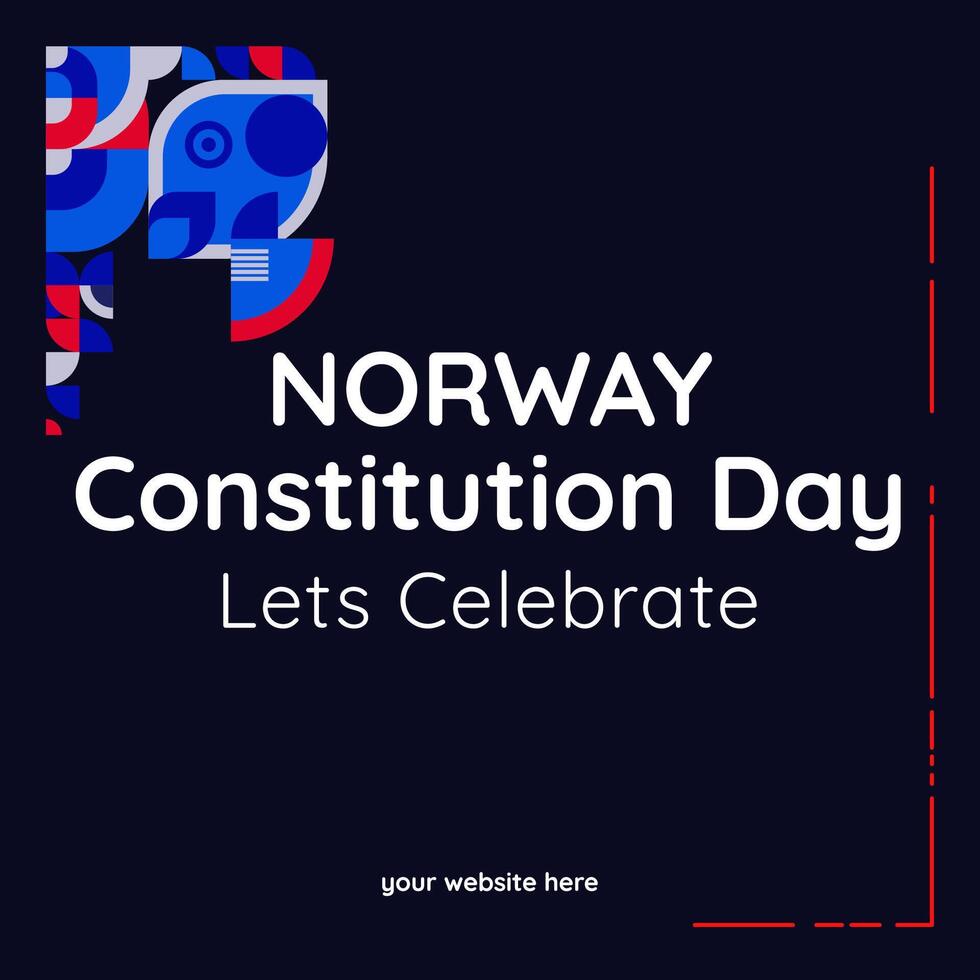 contento nazionale costituzione giorno di Norvegia nel moderno geometrico stile. piazza bandiera per sociale media e Di Più con tipografia. illustrazione di contento norvegese costituzione giorno vettore