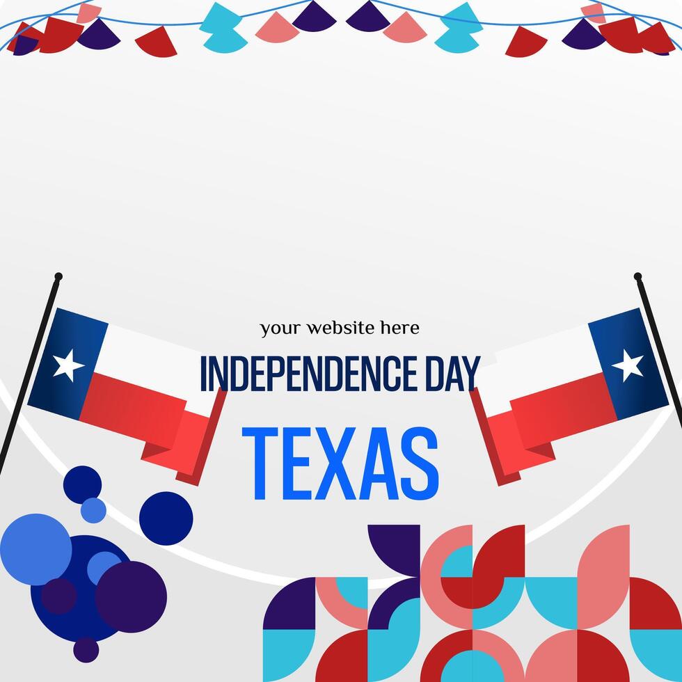 Texas indipendenza giorno bandiera nel colorato moderno geometrico stile. piazza saluto carta copertina contento nazionale indipendenza giorno con tipografia. vettore illustrazione per nazionale vacanza celebrazione festa